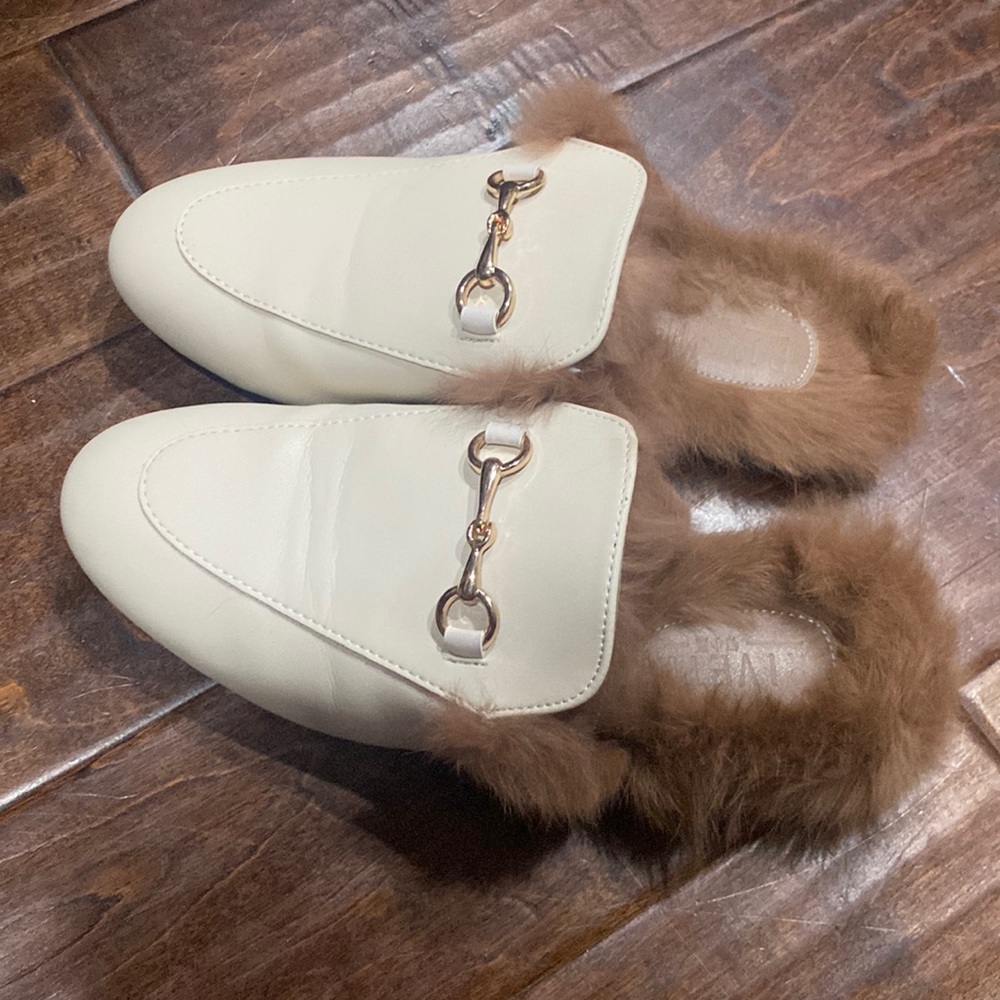 White furry sandles